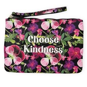 NWOT Betsey Johnson “Choose Kindness” Botanical Floral Zippered Pouch
